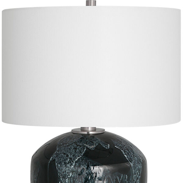 Highlands Emerald Green and Brushed Nickel Table Lamp with White Shade, image 6