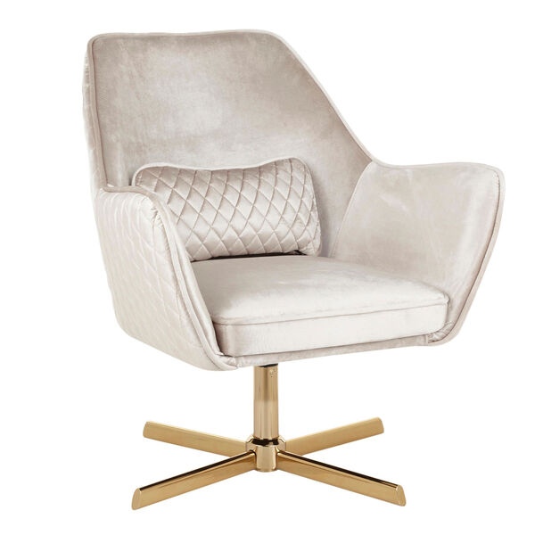 Diana Gold and Champaign Arm Accent Chair with 360 Degree Swivel, image 1