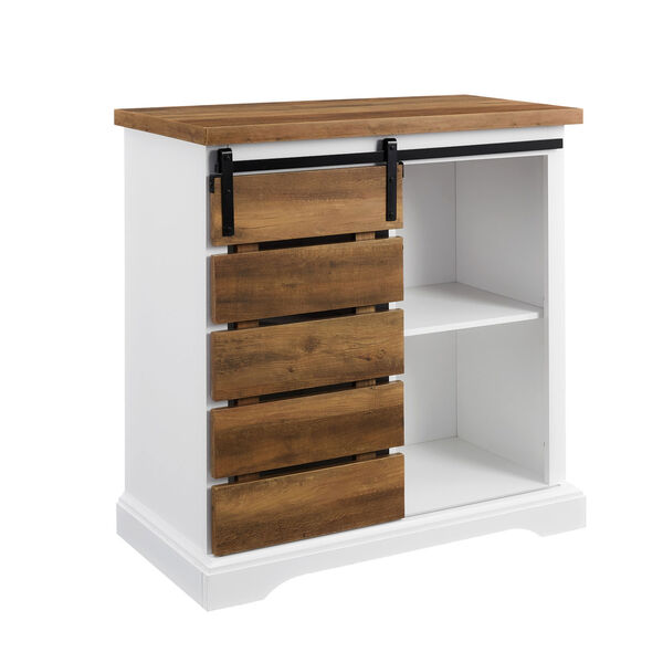 Solid White and Rustic Oak TV Stand, image 1