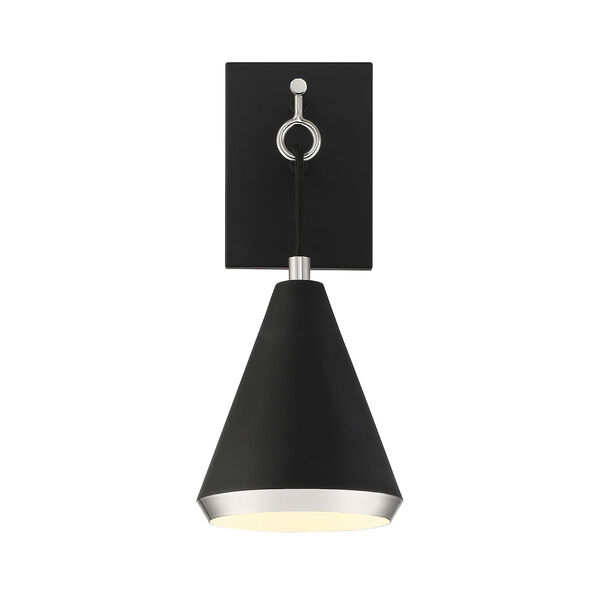 Chelsea Matte Black and Polished Nickel One-Light Wall Sconce, image 3