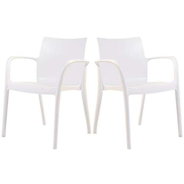 Pedro White Outdoor Stackable Armchair, Set of Four, image 1