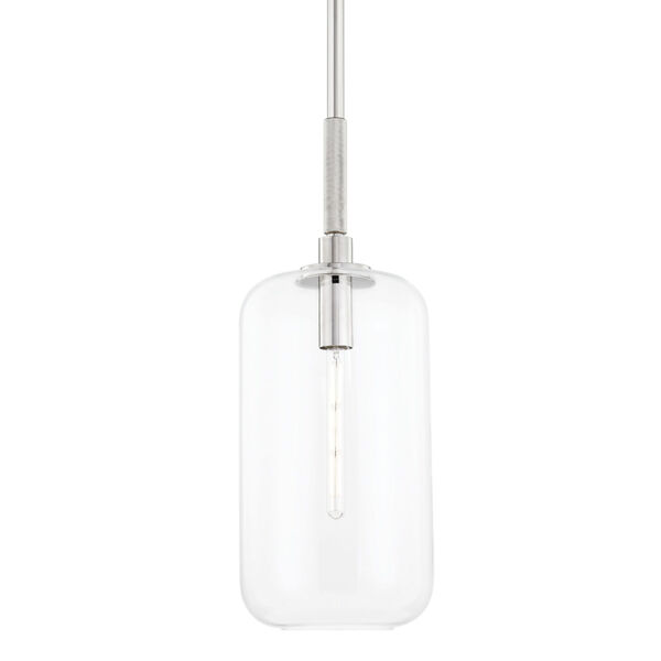Lenox Hill Polished Nickel One-Light Pendant with Clear Glass Shade, image 1