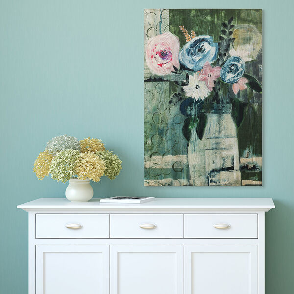 Modern Floral Circle Fine Giclee Printed on Hand Finished Ash Wood Wall Art, image 1