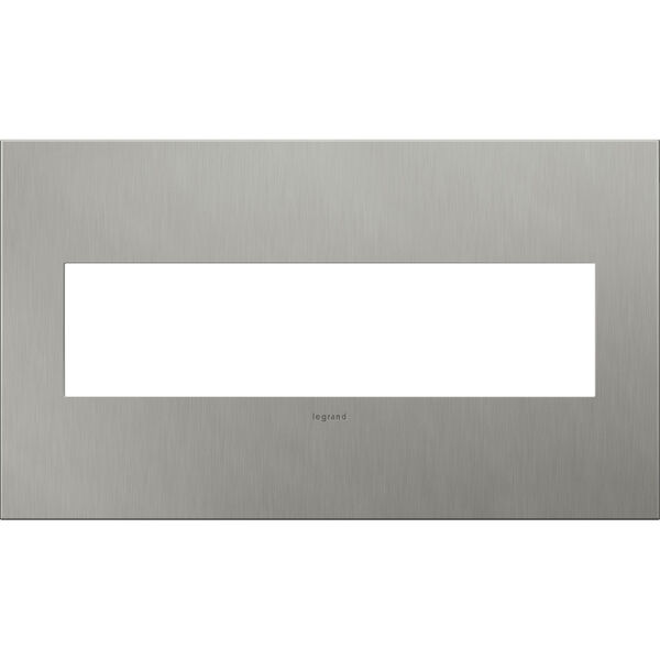 Brushed Stainless Cast Metal Steel 4-Gang Wall Plate, image 1