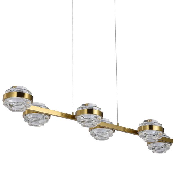Milano Antique Brass Adjustable Six-Light Integrated LED Island Chandelier, image 2