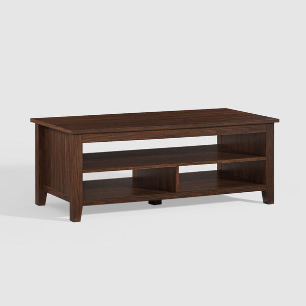 Groove Dark Walnut Grooved Panel Coffee Table with Lower Shelf, image 4