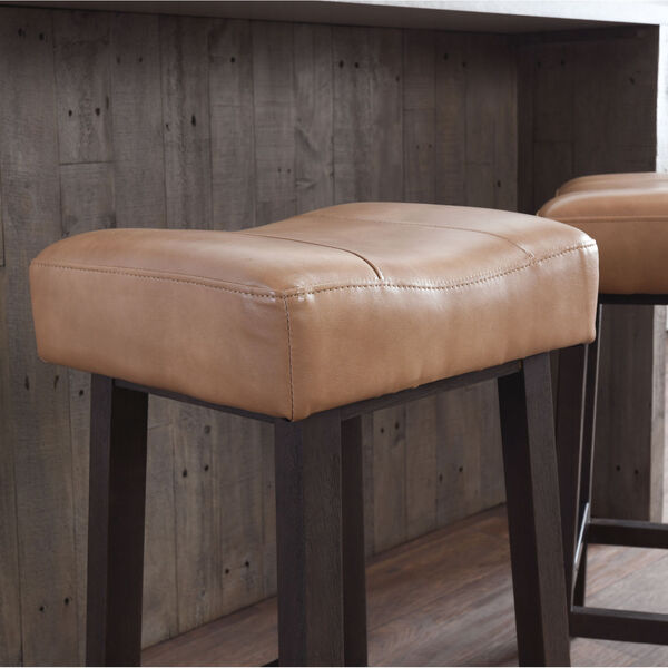 Lauri Camel Beige and Dark Brown Backless Counterstool, image 5