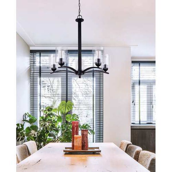 Hampton Matte Black Chandelier with Clear Glass, image 2