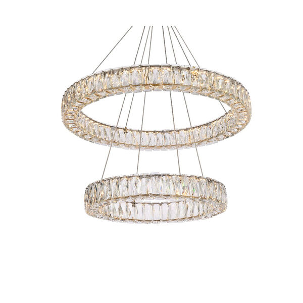 Monroe Gold 28-Inch Integrated LED Double Ring Chandelier, image 3