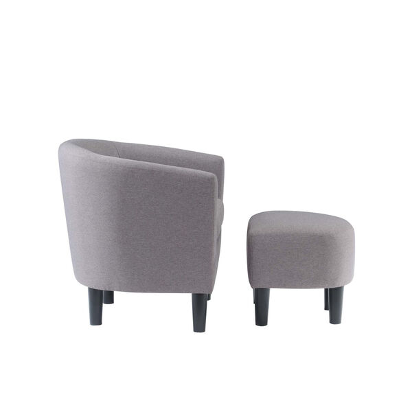 Take a Seat Cement Gray Linen Churchill Accent Chair with Ottoman, image 5