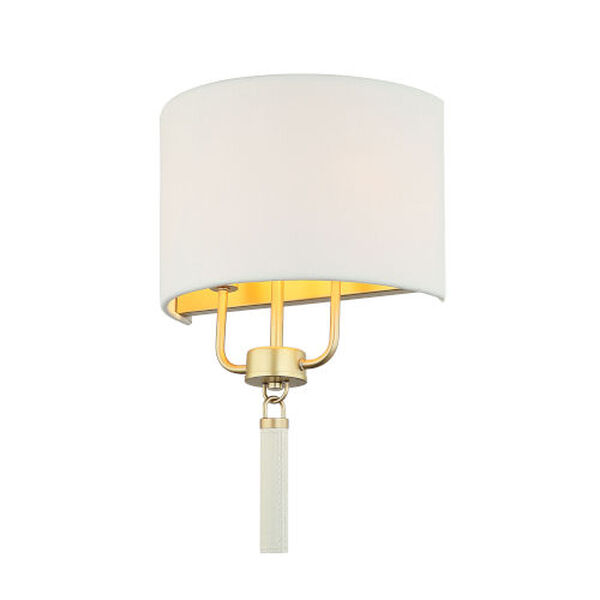 Secret Agent Painted Gold White Leather Two-Light Wall Sconce, image 2