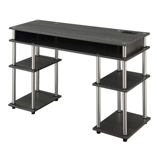 Designs2Go Charcoal Gray Student Desk with Charging Station, image 1