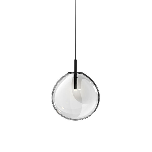Cantina Satin Black Large LED Pendant with Clear Glass Shade, image 1