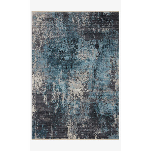 Samra Charcoal and Sky Rectangular: 9 Ft. 6 In. x 13 Ft. 1 In. Area Rug, image 1