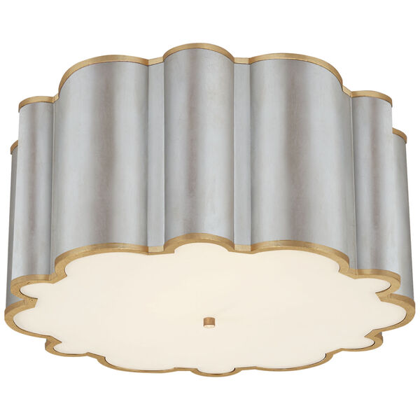 Markos Grande Flush Mount in Burnished Silver Leaf and Gild with Frosted Acrylic by Alexa Hampton, image 1