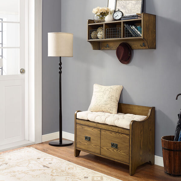 Fremont 2 Piece Entryway Kit - Bench, Shelf in Coffee, image 1