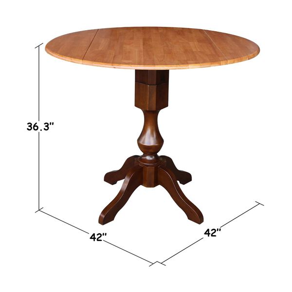 Cinnamon and Espresso 36-Inch High Round Pedestal Dual Drop Leaf Table, image 5