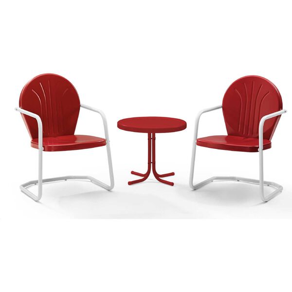 Griffith Bright Red Gloss Three-Piece Outdoor Metal Armchair Set, image 3
