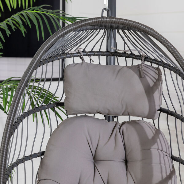 Gray Outdoor Swing Egg Chair with Stand, image 9