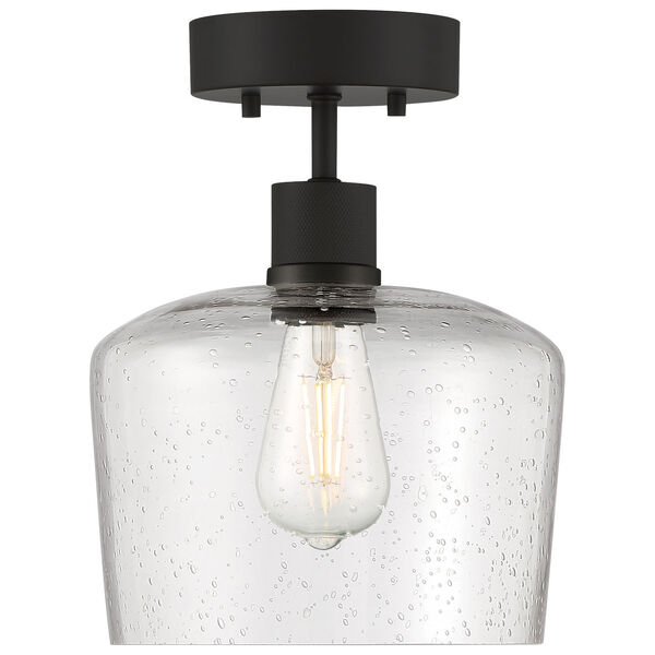 Port Nine Black Outdoor One-Light LED Semi-Flush with Clear Glass, image 2