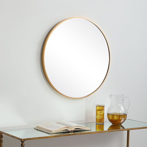 Linden Brushed Gold 34-inch Round Wall Mirror, image 4