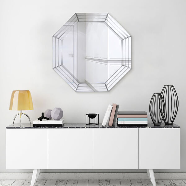 Clear 32 x 32-Inch Multi Faceted Octagon Wall Mirror, image 6