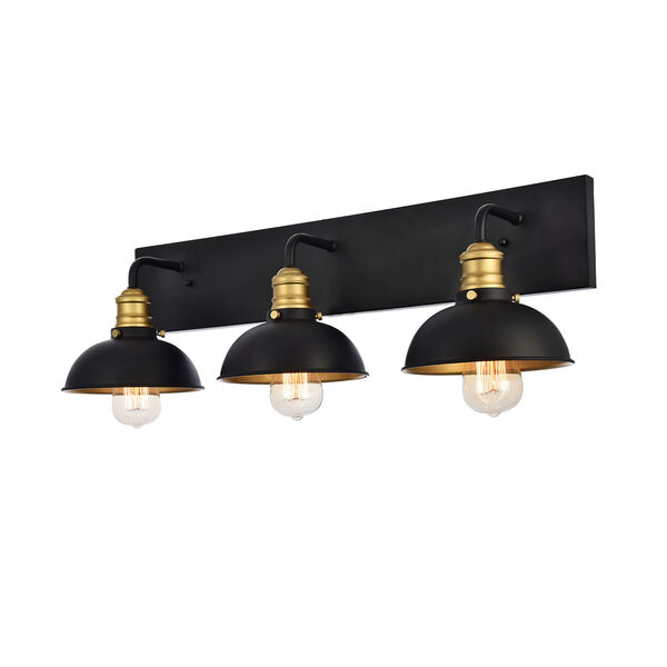 Anders Black and Brass Three-Light Wall Sconce, image 3