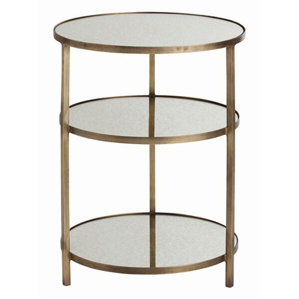 Percy Antique Brass and Mirror End Table, image 1