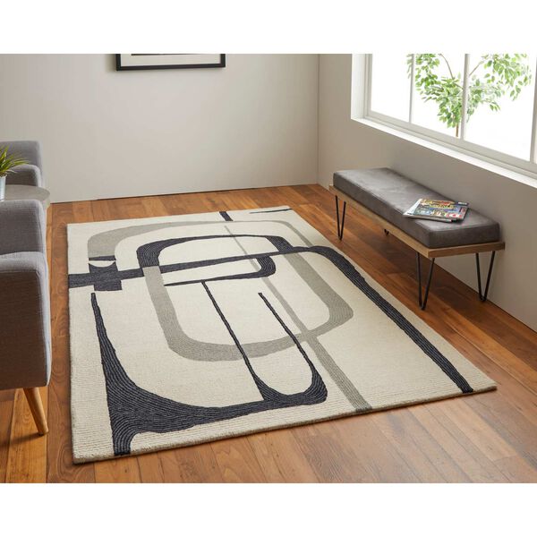 Maguire Abstract Ivory Gray Black Area Rug, image 2