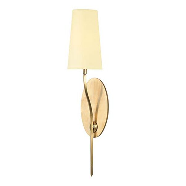 Rutland Aged Brass One-Light Wall Sconce with Cream Shade, image 1