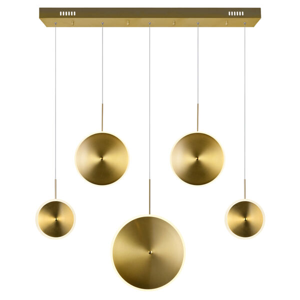 Ovni Brass 43-Inch Five-Light LED Chandelier, image 1
