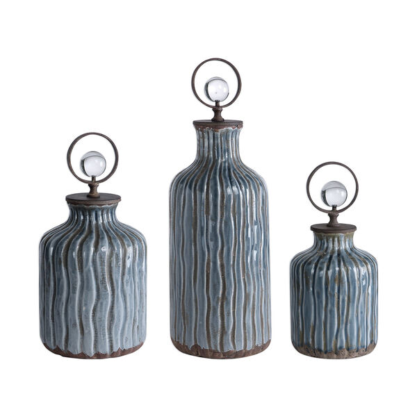 Mathias Gray and Blue Vessels, Set of 3, image 1