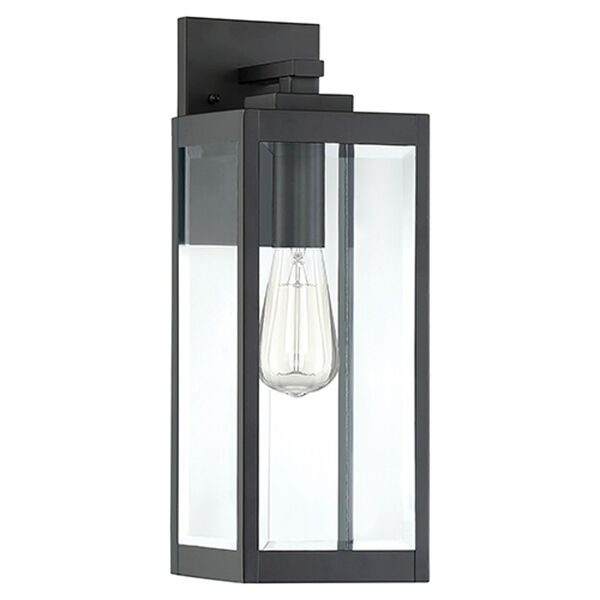 Pax Black 17-Inch One-Light Outdoor Wall Lantern with Beveled Glass, image 2