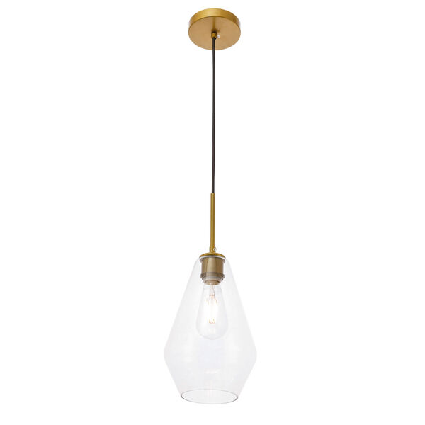 Gene Brass Seven-Inch One-Light Mini Pendant with Clear Glass, image 6
