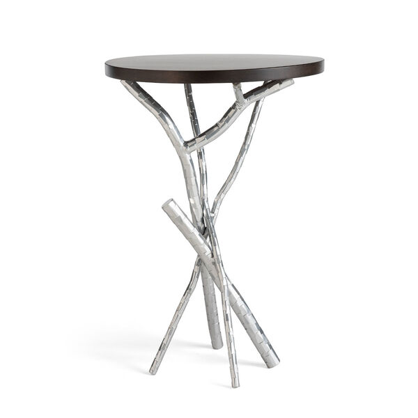 Brindille Silver Accent Table with Espresso Maple Wood Top, image 1