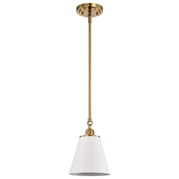 Dover White and Vintage Brass One-Light Mini Pendant, image 3