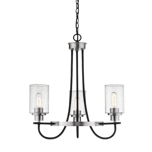 Clifton Matte Black and Brushed Nickel Three-Light Chandelier, image 1