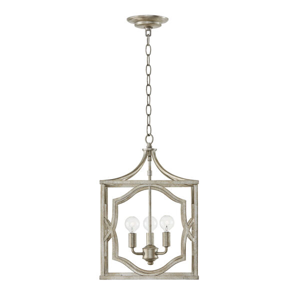 Blakely Antique Silver Three-Light Foyer Fixture, image 9