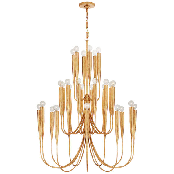 Acadia Large Chandelier in Antique Gold Leaf by Julie Neill, image 1