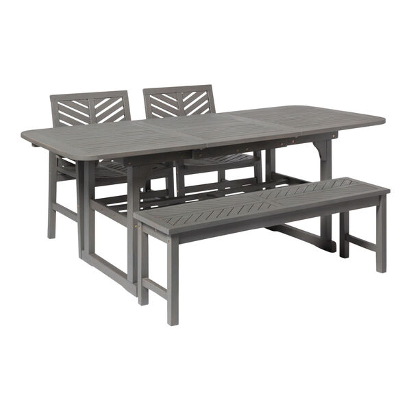 Gray Wash 35-Inch Four-Piece Extendable Outdoor Dining Set, image 2