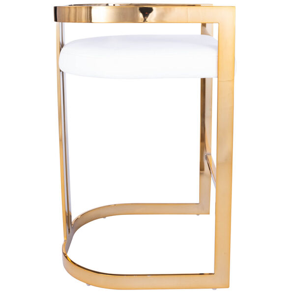 Clarence Gold and White Faux Leather Counter Stool, image 2