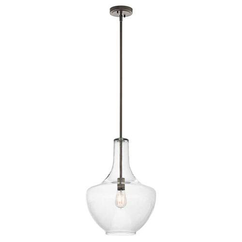 Kichler 42141OZCS Everly Single Light 11" Wide Pendant with Clear Seedy Glass Sh 