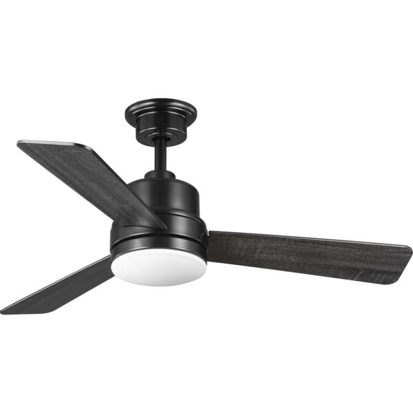 Trevina II Black 44-Inch LED Ceiling Fan with White Opal Shade, image 1