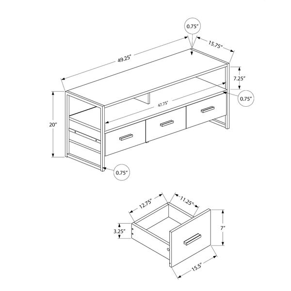 Black TV Stand with Three Drawers, image 4