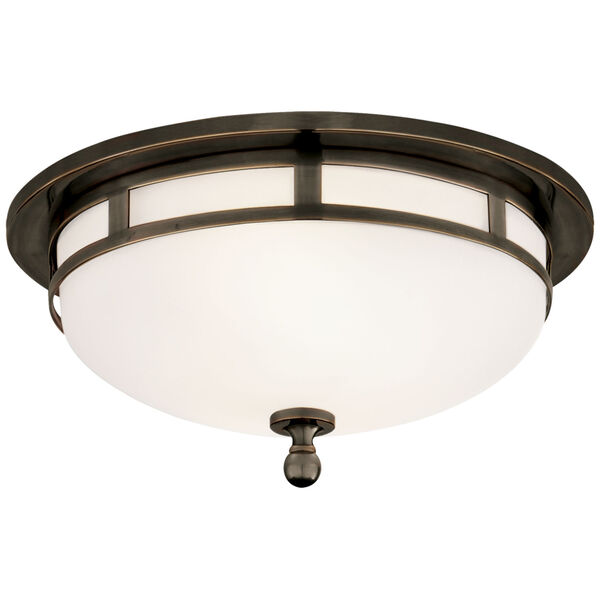 Openwork Small Flush Mount in Bronze with Frosted Glass by Studio VC, image 1