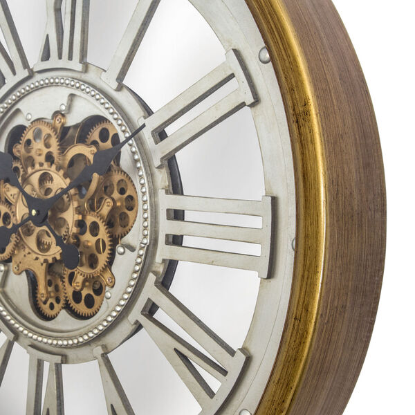 Gold and Silver 32-Inch Gear Clock, image 3