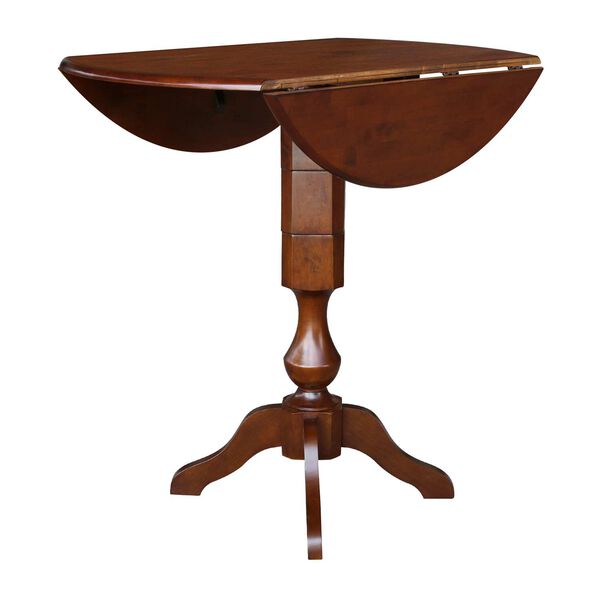 Espresso 42-Inch Round Pedestal Dual Drop Leaf Dining Table, image 4