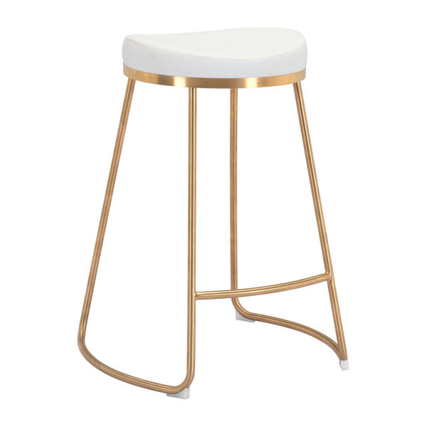 Bree White and Gold Counter Stool, Set of Two, image 1