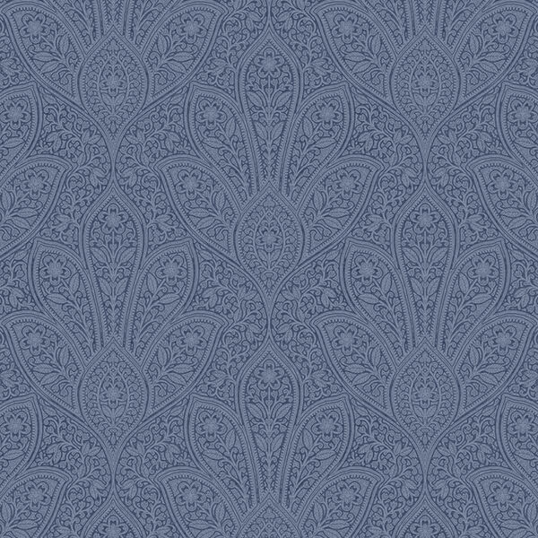 Distressed Paisley Navy Blue Wallpaper, image 1