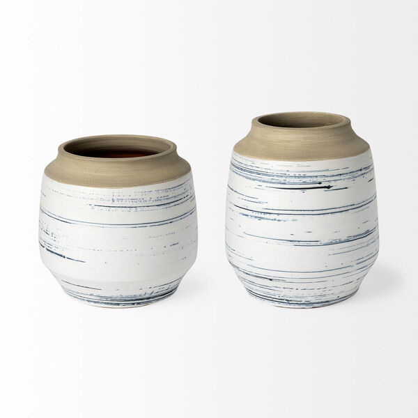 Sonnett White and Blue 10-Inch Ceramic Vase, image 2
